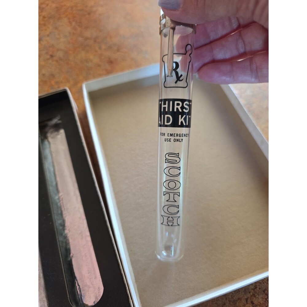 For Emergency Use Thirst Aid Kit Vintage Barware 3 Glass Vials w/Stoppers - Picture 3 of 5